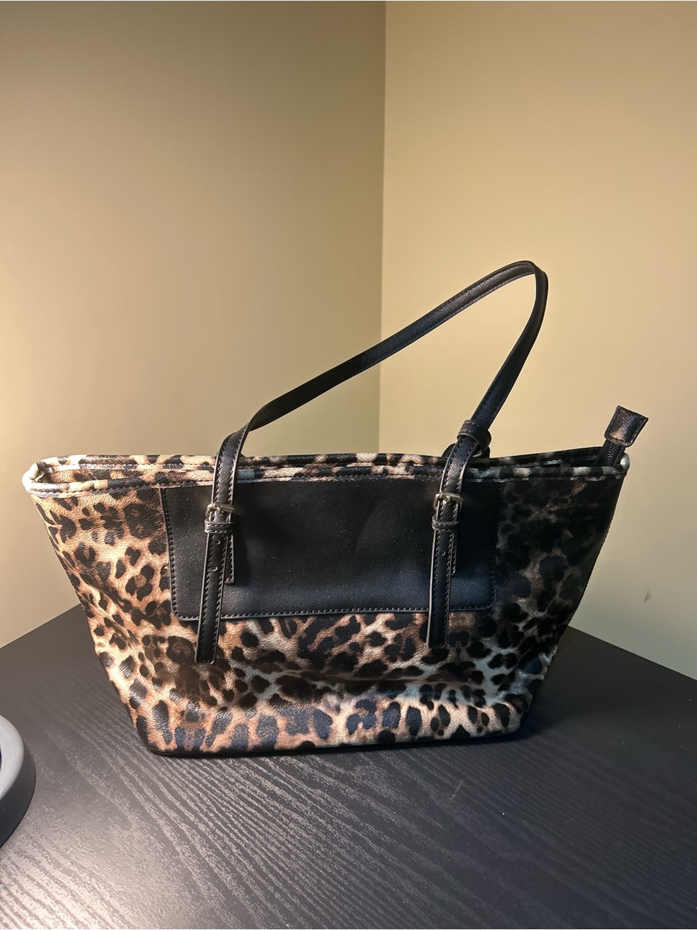 Aldo Leopard Print Tote with Black Trim